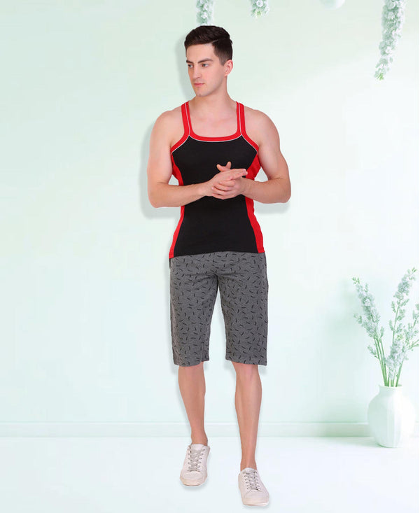 T.T. Men DesignerGym Vest Pack Of 3 Black-Red -Grey-Nvy -Maroon-Grey