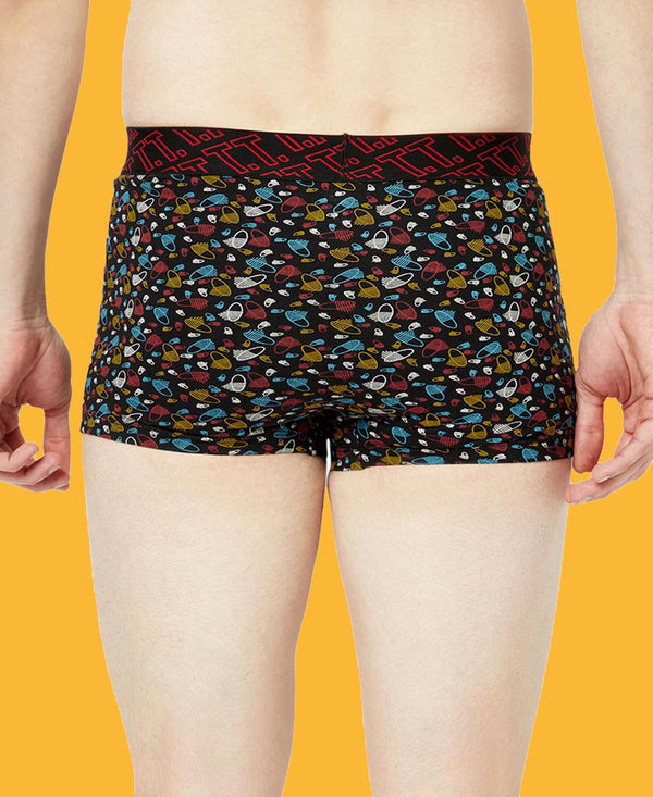 T.T. Mens Desire 100% Combed Cotton Printed Mini Top Elastic Trunk Pack Of 2 Navy-Black