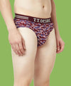 T.T. Mens Desire 100% Combed Cotton Printed Brief Top Elastic Pack Of 5 Assorted