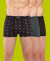 T.T. Men Desire Super Combed Cotton Printed Snug Fit Mini Trunks For Men Pack Of 3 Black-Green-Navy