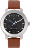 Quartz Analog Black Dial Leather Strap Watch for Guys