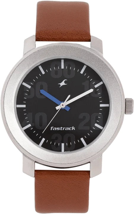Quartz Analog Black Dial Leather Strap Watch for Guys