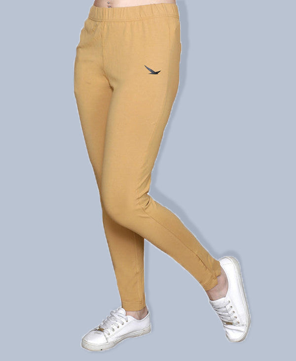 HiFlyers Women Slim Fit Solid Cotton Lycra Kurti Pant Khakhi