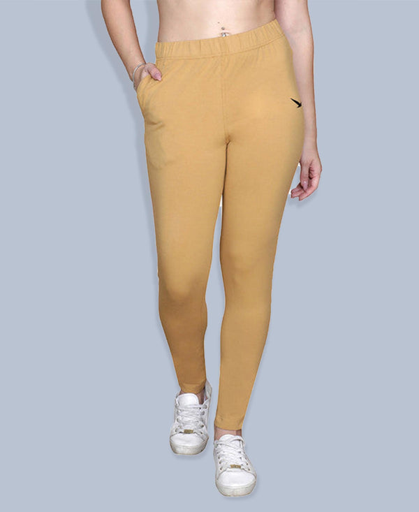 HiFlyers Women Slim Fit Solid Cotton Lycra Kurti Pant Khakhi