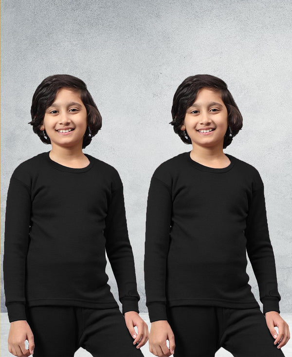 T.T. Boys & Girls |Slim Fit| Cotton Fleece |Full Sleeves|Round Neck|Trendy Winter Wear|Dyed Top Pack Of 2-Black