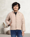 HiFlyers Boys Regular Fit | Polyster |Fluffy Full Sleeves |Quilted Insulation|High Neck Stand Collar|Zipper Jacket -Beige
