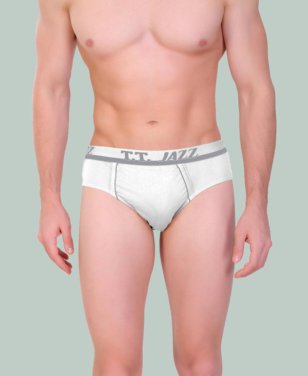 T.T. Mens Jazz Brief Top Elastic Pack Of 3 White
