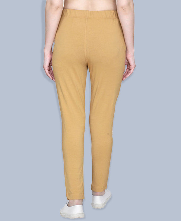 HiFlyers Women Slim Fit Solid Cotton Lycra Kurti Pant Khakhi
