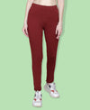 HiFlyers Women Slim Fit Solid Cotton Lycra Kurti Pant Maroon
