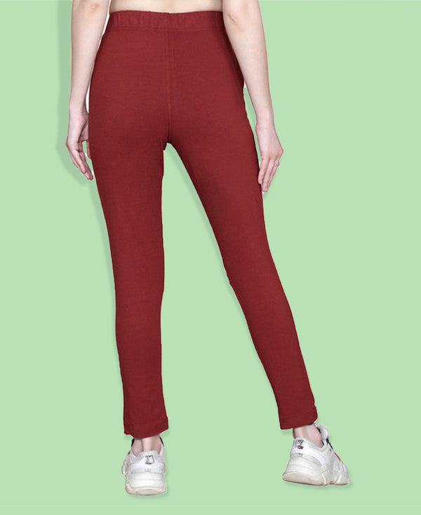 HiFlyers Women Slim Fit Solid Cotton Lycra Kurti Pant Maroon