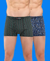 T.T. Men Desire Super Combed Cotton Printed Snug Fit Mini Trunks For Men Pack Of 2 Green-Sky