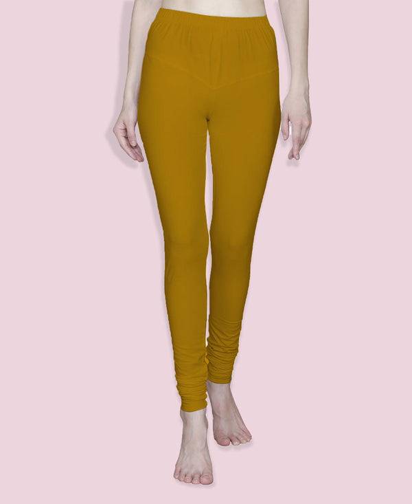 T.T. Women Solid Chudidar Cotton Lycra Cool Leggings -Jade - Saffron( Free Size)