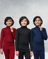 T.T. Boys & Girls |Slim Fit| Cotton Fleece |Full Sleeves|High Neck|Trendy Winter Wear|Dyed Top Pack Of 3-Red-Blue-Black