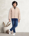 HiFlyers Boys Regular Fit | Polyster |Fluffy Full Sleeves |Quilted Insulation|High Neck Stand Collar|Zipper Jacket -Beige