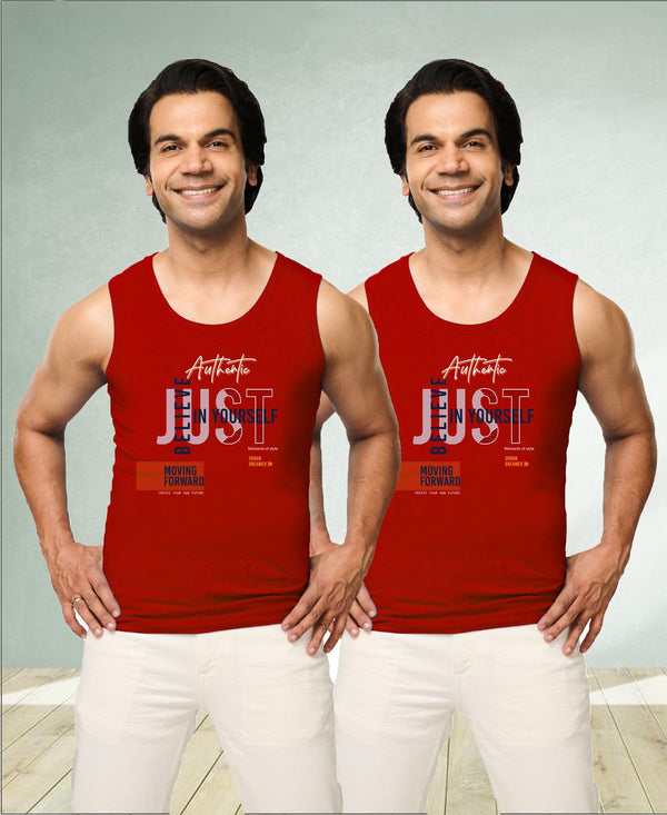 T.T. Men|Cool Tees|100% Cotton|Printed| Regular Fit |Round Neck Muscle Tshirts|Pack Of 2|Red