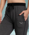 HiFlyers Women Comfort Fit Anthra Melange Cotton Track Pants