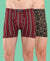 T.T. Men Desire Super Combed Cotton Printed Snug Fit Long Trunks For Men Pack Of 2 D.Brown-Maroon