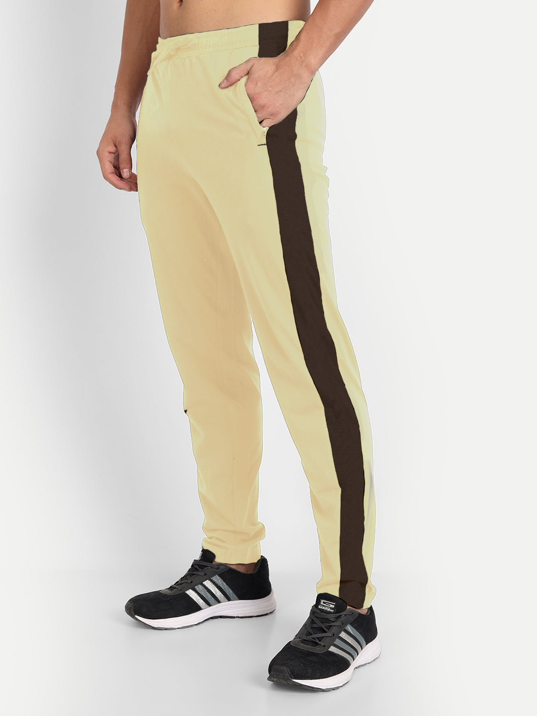 T.T. Men's Poly Jersey Cut & Sew Trackpant -Skin