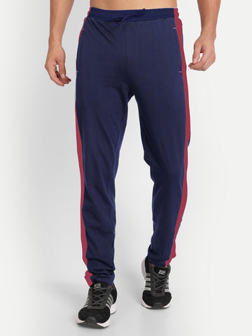 T.T. Men's Poly Jersey Cut & Sew Trackpant -Navy
