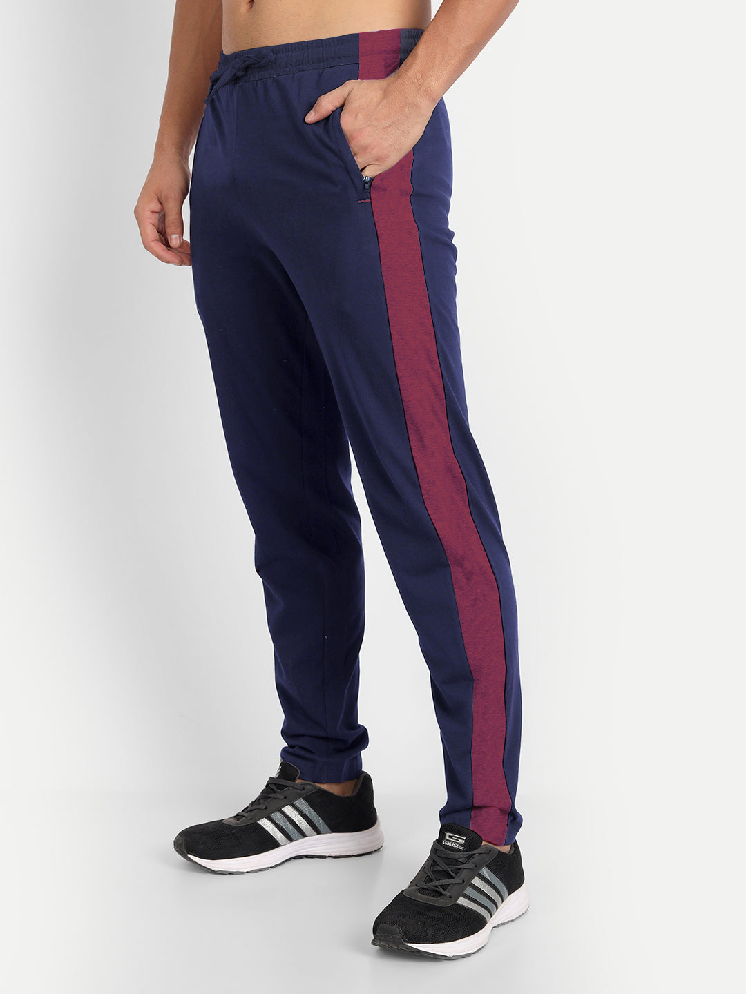 T.T. Men's Poly Jersey Cut & Sew Trackpant -Navy