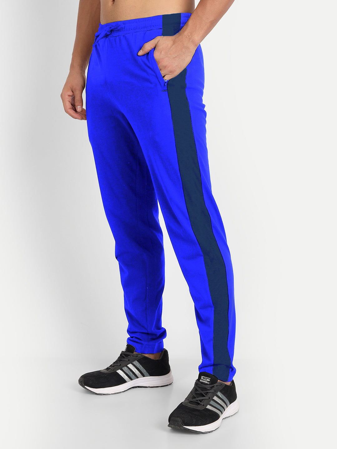 T.T. Men's Poly Jersey Cut & Sew Trackpant -Blue
