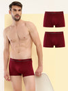 Hiflyers Men'S Cotton Spandex Odour-Free, Long Lasting Comfort, All Day Fresh And Confidence Dark Knight Collection Solid Trunks Pack Of 3 Maroon