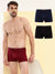 Hiflyers Men'S Cotton Spandex Odour-Free, Long Lasting Comfort, All Day Fresh And Confidence Dark Knight Collection Solid Trunks Pack Of 3 Black::Maroon::Navy