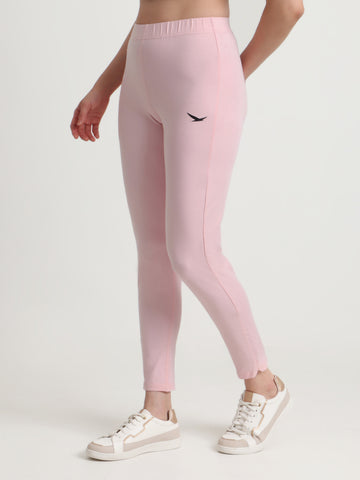 Hiflyers Women Regular Fit  Solid Cotton Lycra Kurti Pant/Legging/ Jegging Pink