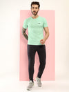 Hiflyers Men Regular Fit Polyster Pique Round Neck Half Sleev Tshirt Pista