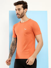 Hiflyers Men Regular Fit Polyster Pique Round Neck Half Sleev Tshirt Orange