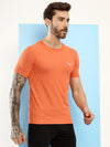 Hiflyers Men Regular Fit Polyster Pique Round Neck Half Sleev Tshirt Orange