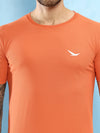 Hiflyers Men Regular Fit Polyster Pique Round Neck Half Sleev Tshirt Orange