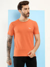 Hiflyers Men Regular Fit Polyster Pique Round Neck Half Sleev Tshirt Orange