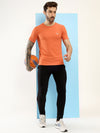 Hiflyers Men Regular Fit Polyster Pique Round Neck Half Sleev Tshirt Orange