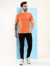 Hiflyers Men Regular Fit Polyster Pique Round Neck Half Sleev Tshirt Orange