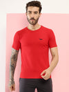 Hiflyers Men Regular Fit Polyster Pique Round Neck Half Sleev Tshirt Red