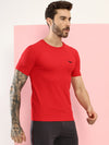 Hiflyers Men Regular Fit Polyster Pique Round Neck Half Sleev Tshirt Red