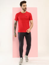 Hiflyers Men Regular Fit Polyster Pique Round Neck Half Sleev Tshirt Red