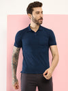 T.T. Men Slim Fit Cotton Polyster Pique Polo Half Sleeve T-Shirt Navy