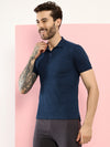 T.T. Men Slim Fit Cotton Polyster Pique Polo Half Sleeve T-Shirt Navy