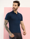 T.T. Men Slim Fit Cotton Polyster Pique Polo Half Sleeve T-Shirt Navy