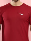 Hiflyers Men Regular Fit Polyster Pique Round Neck Half Sleev Tshirt Maroon