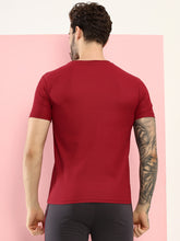 Hiflyers Men Regular Fit Polyster Pique Round Neck Half Sleev Tshirt Maroon