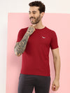 Hiflyers Men Regular Fit Polyster Pique Round Neck Half Sleev Tshirt Maroon