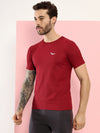 Hiflyers Men Regular Fit Polyster Pique Round Neck Half Sleev Tshirt Maroon