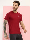 Hiflyers Men Regular Fit Polyster Pique Round Neck Half Sleev Tshirt Maroon