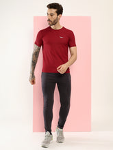 Hiflyers Men Regular Fit Polyster Pique Round Neck Half Sleev Tshirt Maroon