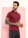 T.T. Men Slim Fit Cotton Polyster Pique Polo Half Sleeve T-Shirt Maroon