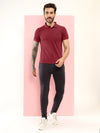 T.T. Men Slim Fit Cotton Polyster Pique Polo Half Sleeve T-Shirt Maroon