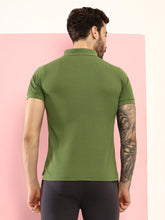 T.T. Men Slim Fit Cotton Polyster Pique Polo Half Sleeve T-Shirt Olive